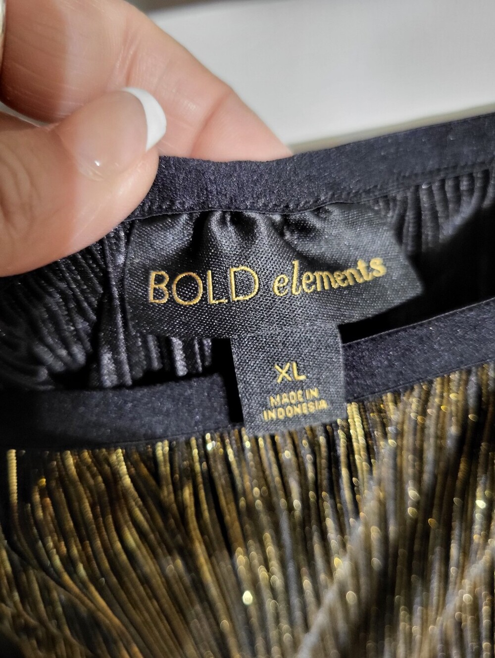 NEW BOLD ELEMENTS METALLIC GOLD AND BLACK PULL ON PANTS SZ XL - Picture 5 of 9